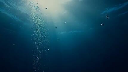 Underwater Bubbles Sunlight Ocean Depth Scene