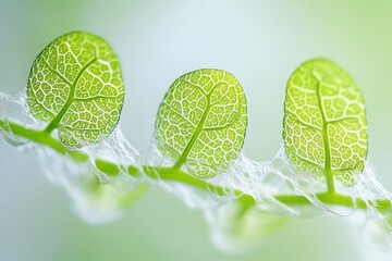 Delicate Green Leaves with Translucent Membrane