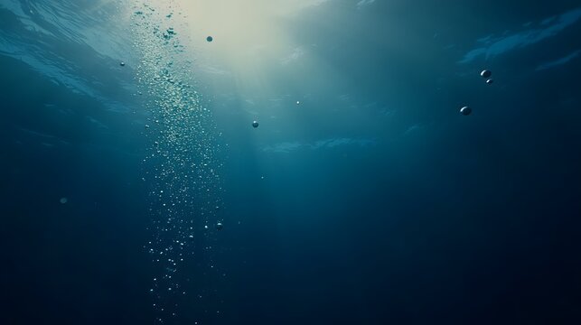 Underwater Bubbles Sunlight Ocean Depth Scene