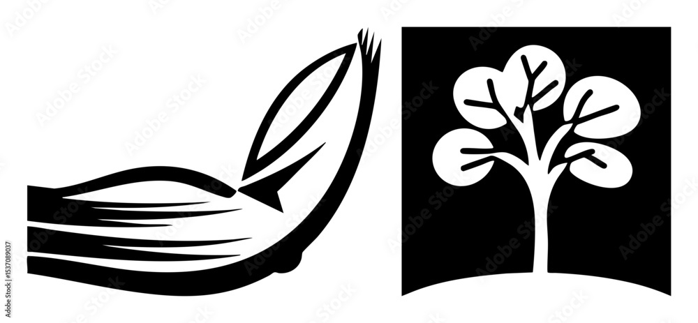 Poster vector growing tree and open book vector illustrations.