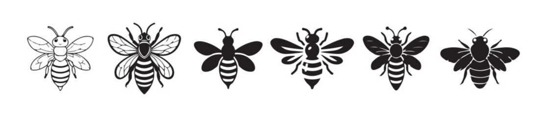 Cute Cartoon Bee line icon. Vector Illustration eps 10