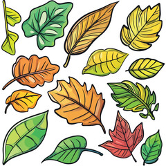 Obraz premium Set of spring leaves, Vector illustration