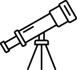 Cosmic Gaze: A stark, minimalist illustration of a telescope, poised on a tripod, inviting exploration of the cosmos. Its linear design conveys simplicity and a sense of discovery.