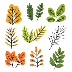 Set of spring leaves, Vector illustration