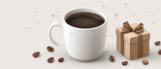 Obraz premium Celebrate your anniversary with a gift box of coffee on a clean white background