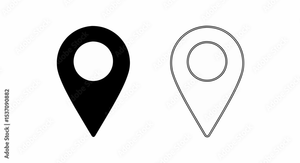 Aufkleber this high-quality vector image features a solid black map marker pin and a matching black outline, b