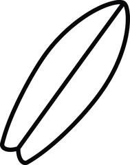Surfboard Outline: A minimalist, high-angle perspective outlines a sleek surfboard with simple, clean lines on a bright background.