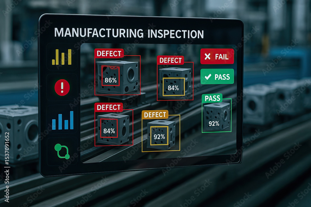 Aufkleber manufacturing inspection, defect detection, quality control, automation artificial intelligence, fac