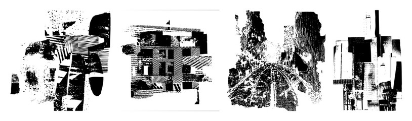 Vector Abstract geometric blocks create a dynamic architectural composition.