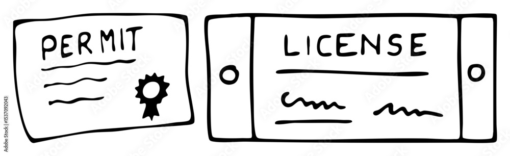 Poster vector permit and license documents with signature space vector .
