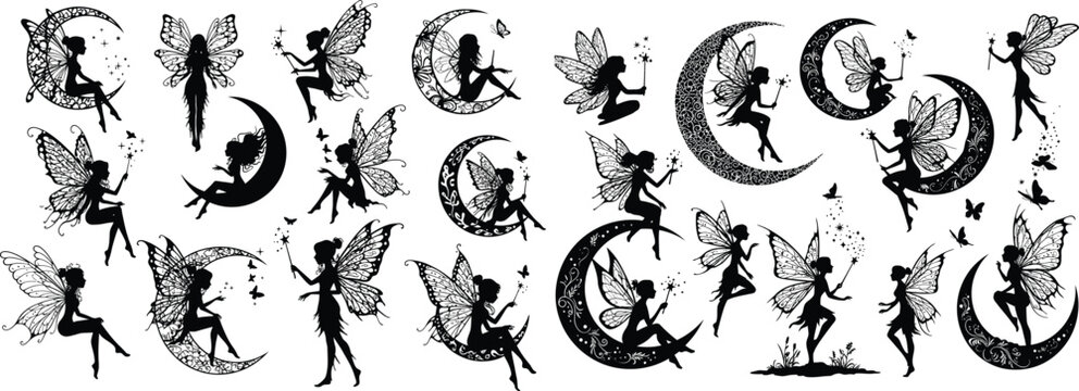 Enchanted Fairy Silhouettes: Magical Designs for Art & Craft
