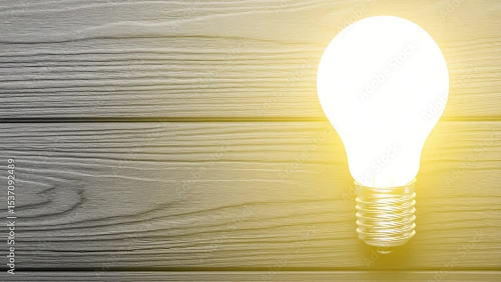 Poster light bulb on wooden surface conveys idea of innovation and creativity generative ai