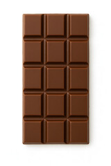 Chocolate bar with a smooth texture, featuring a grid pattern of squares, showcasing rich brown color and glossy finish, perfect for dessert or snack ideas