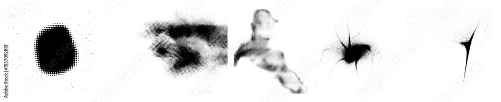 Poster vector abstract face portrait composed of dotted vector shapes.