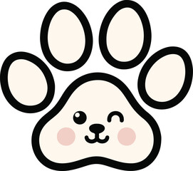 paw print icon. Kawaii Pet Paw Print Design – Adorable Dog Paw Face Clipart
