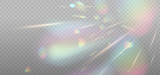 Rainbow green reflection highlights. Glare from water and glass. Glittering particles for social media backgrounds, product presentations, photo shots. Vector eps10