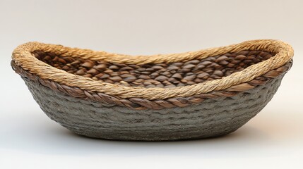 Empty Woven Basket on White Background