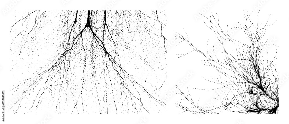 Poster vector intricate branching network with organic forms.