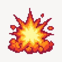 Fototapeta premium Retro pixelated explosion graphic.