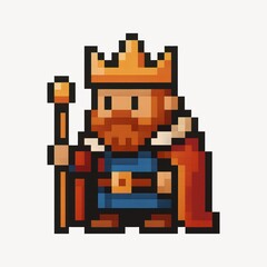 Pixelated king character illustration.