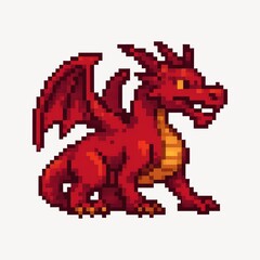 Pixelated red dragon illustration