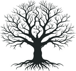 Obraz premium A collection of stylized illustrations depicting various trees, featuring both broadleaf and coniferous types with simple, clean lines