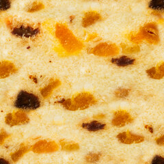 Seamless 4k photo texture of cheesecake with dried apricots.