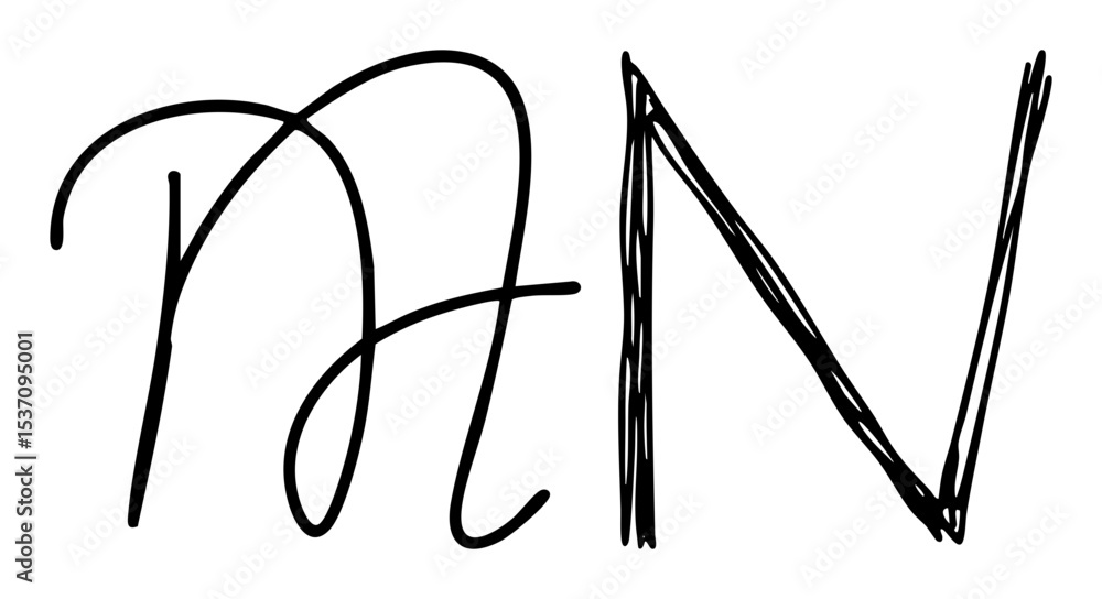 Poster Vector Elegant monogram featuring intertwined PH and a bold N in a modern script style.