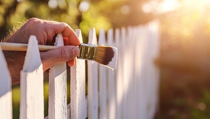 Painting a white picket fence