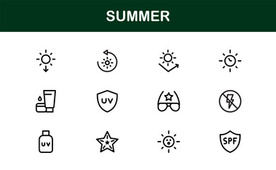 Professional Summer Icon Collection with Clean Illustrations Designed outline style