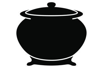 Black silhouette of a cooking pot with lid