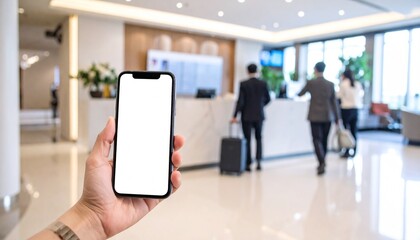 Smartphone with Blank Screen at Hotel Reception Desk