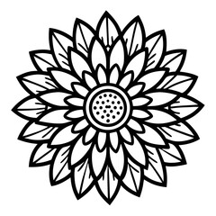 black and white flower icon 