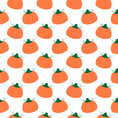 Hand drawn Autumn Pumpkin with curls Seamless Pattern Autumn Holidays Background Covered Texture