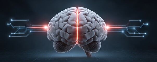 A digital illustration of a human brain with glowing neural connections symbolizing artificial intelligence and advanced technology.