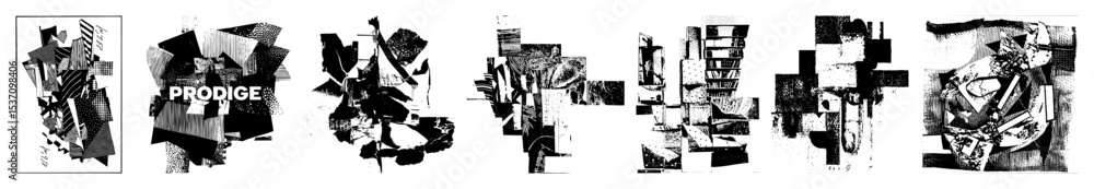 Aufkleber vector abstract geometric composition featuring fragmented shapes and bold typography.