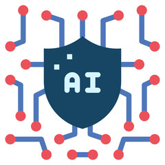 protection data shield security privacy ai flat style icon