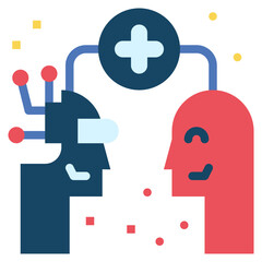 robot human responsible ai processing flat style icon