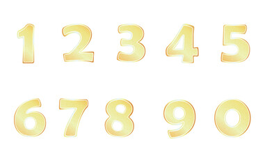 Gold glitter numbers 0 to 9 illustration design