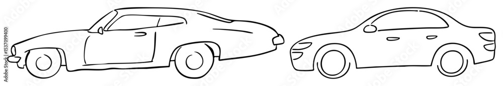 Aufkleber vector two sleek automobile illustrations showcase side profiles with distinct elements.