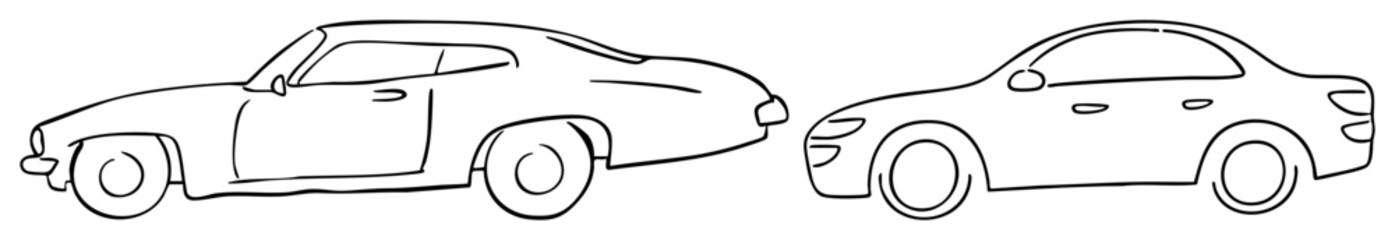 Vector Two sleek automobile illustrations showcase side profiles with distinct elements.