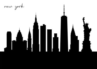 New York Skyline Silhouette. New York City. Black and White Silhouette of New York City. Vector Design Isolated on White Background