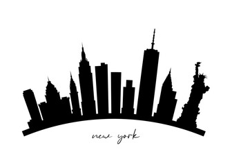 New York Skyline Silhouette. New York City. Black and White Silhouette of New York City. Vector Design Isolated on White Background