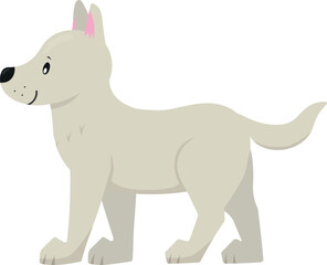 Vector illustration of cute puppy in flat style. Isolated on white. Illustration in childish style.