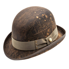 Fototapeta premium Bbrown bowler hat isolated on white or transparent background
