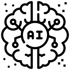 brain human processing responsible ai simple line icon