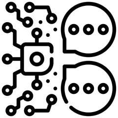 chat speech explainable ai chip processing simple line icon