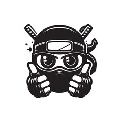 cartoon ninja eye logo, editable vector image