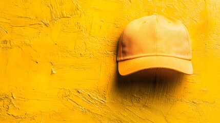 Yellow Baseball Cap on Yellow Textured Background