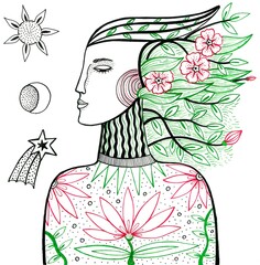 Illustration done in ink and pen.
"Magic of Flora"